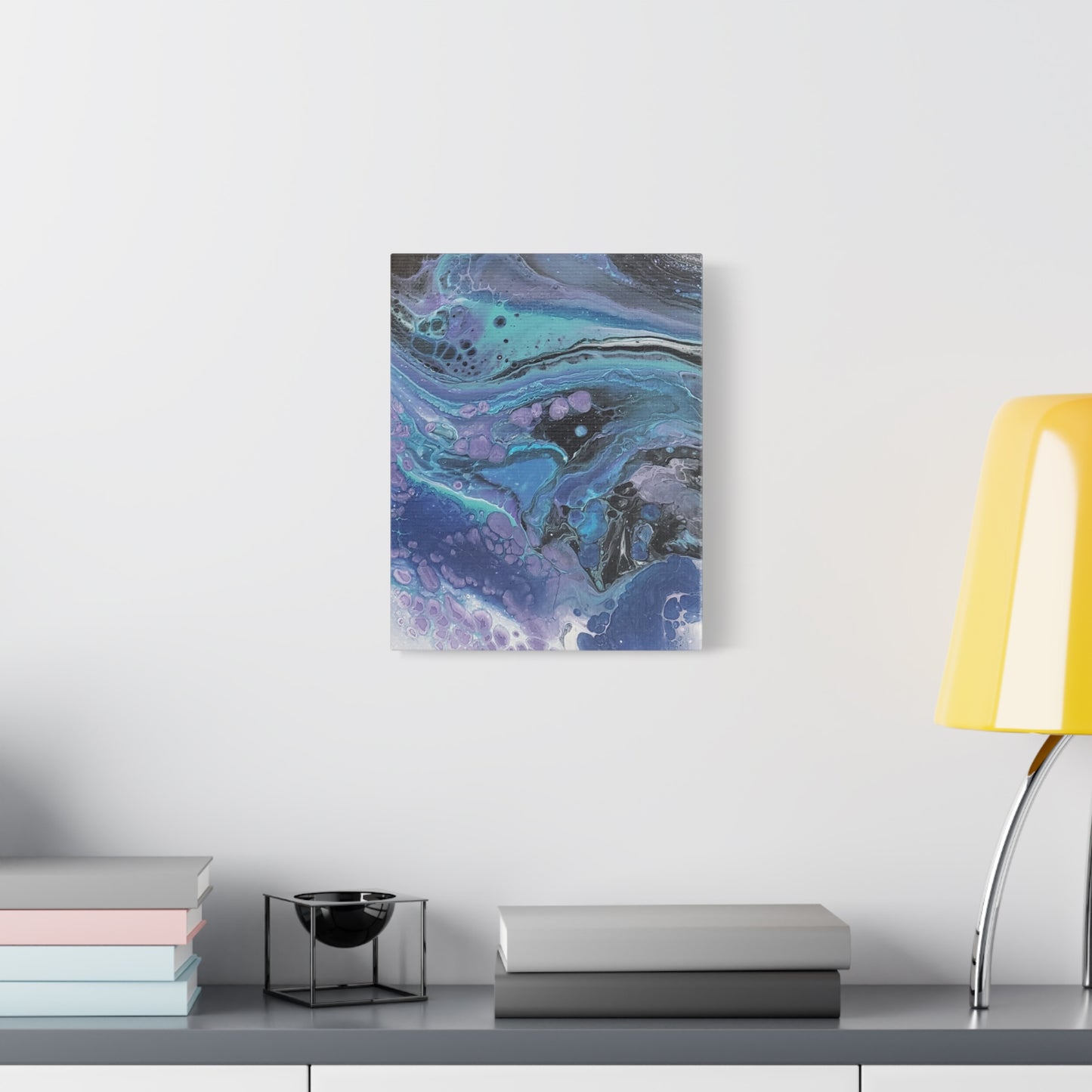 Abstract Ocean Wave Matte Canvas Print — Blue & Purple Fluid Art, Stretched 1.25"