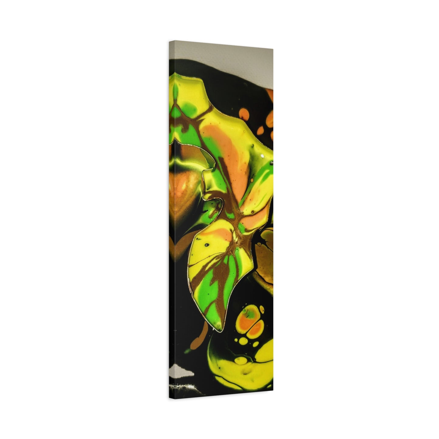 Abstract Green & Gold Fluid Art Matte Canvas Print (Stretched)