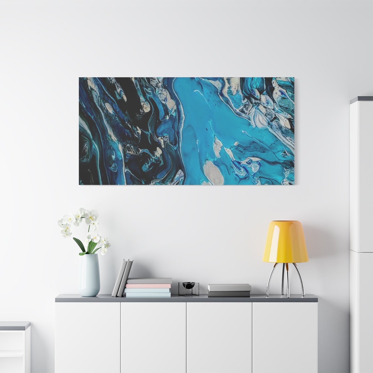 Blue Ocean Abstract Matte Canvas Print — Stretched Wall Art