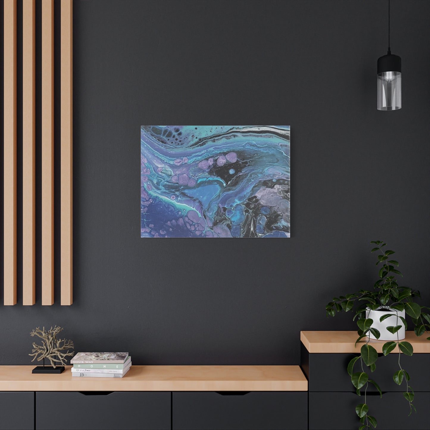 Abstract Ocean Wave Matte Canvas Print — Blue & Purple Fluid Art, Stretched 1.25"