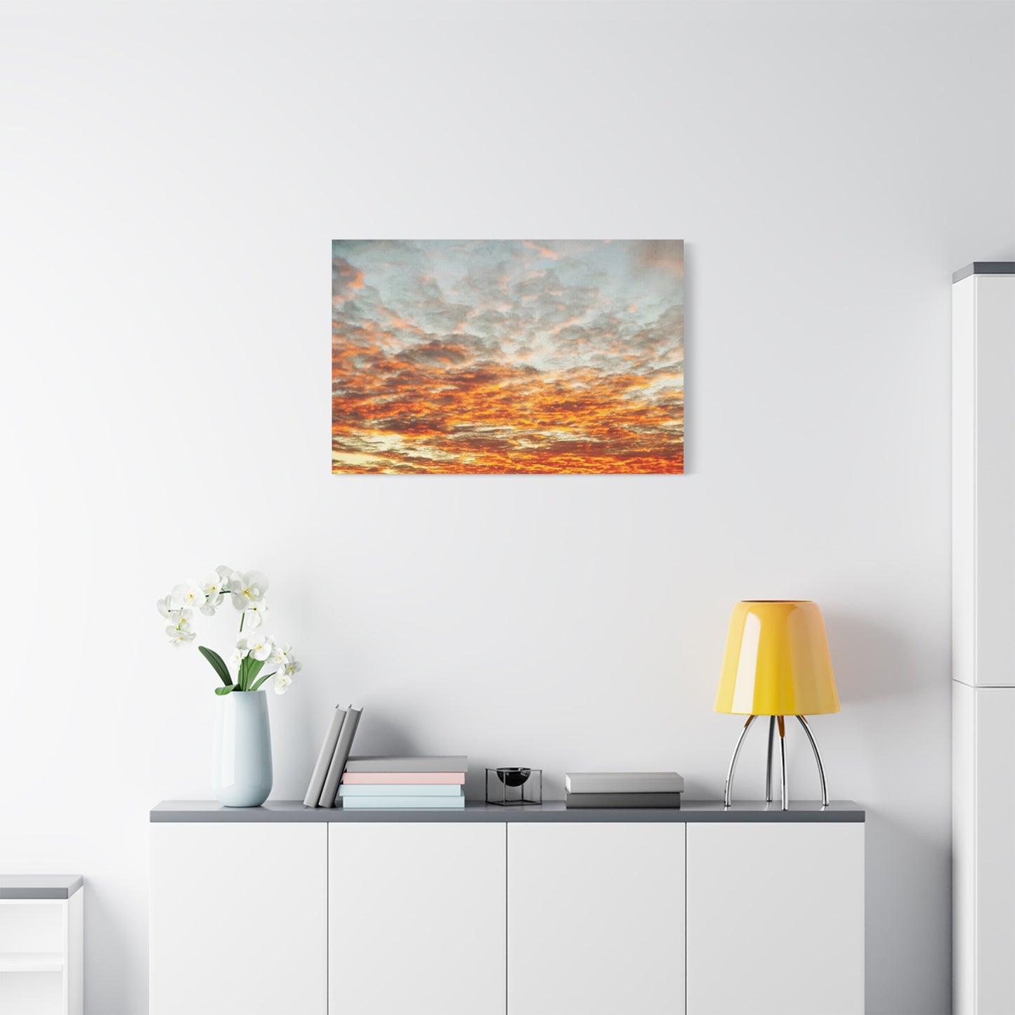 Sunset Sky Canvas Print — Orange Cloudscape Matte Stretched Wall Art