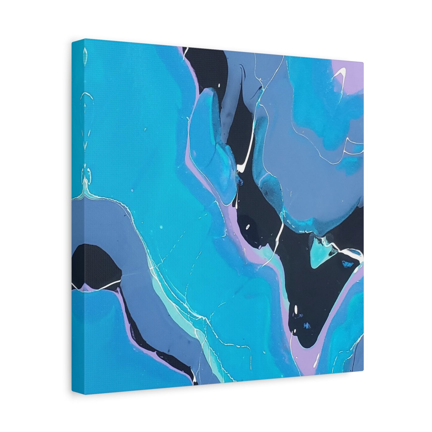 Abstract Blue Fluid Art Canvas Print — Matte Stretched Wall Art 1.25"