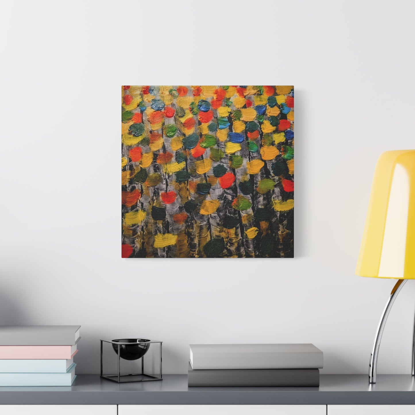 birch trees with color strokes - Abstract Color Bloom Matte Canvas Wall Art — Stretched 1.25"
