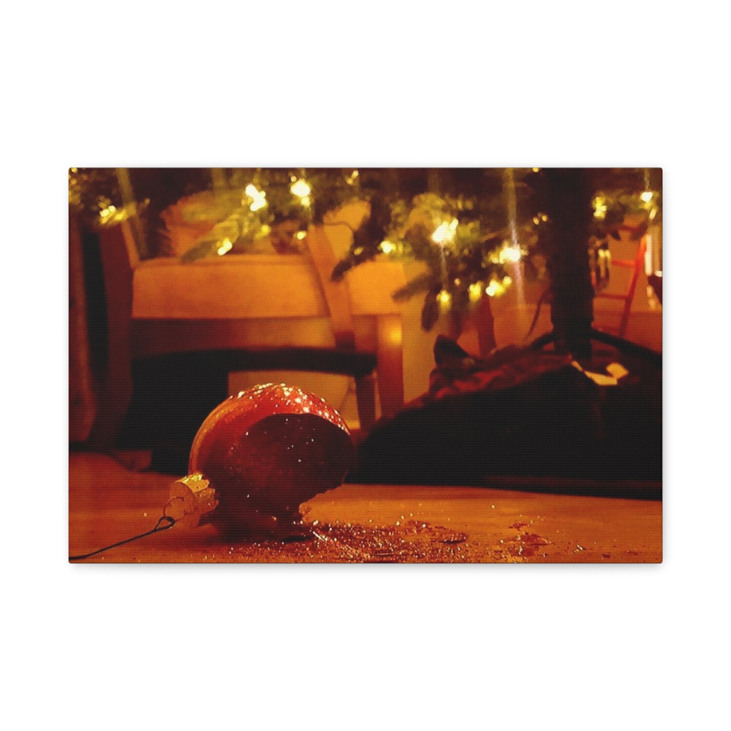 Christmas Tree Ornament Photo Canvas – Cozy Holiday Still Life Wall Art