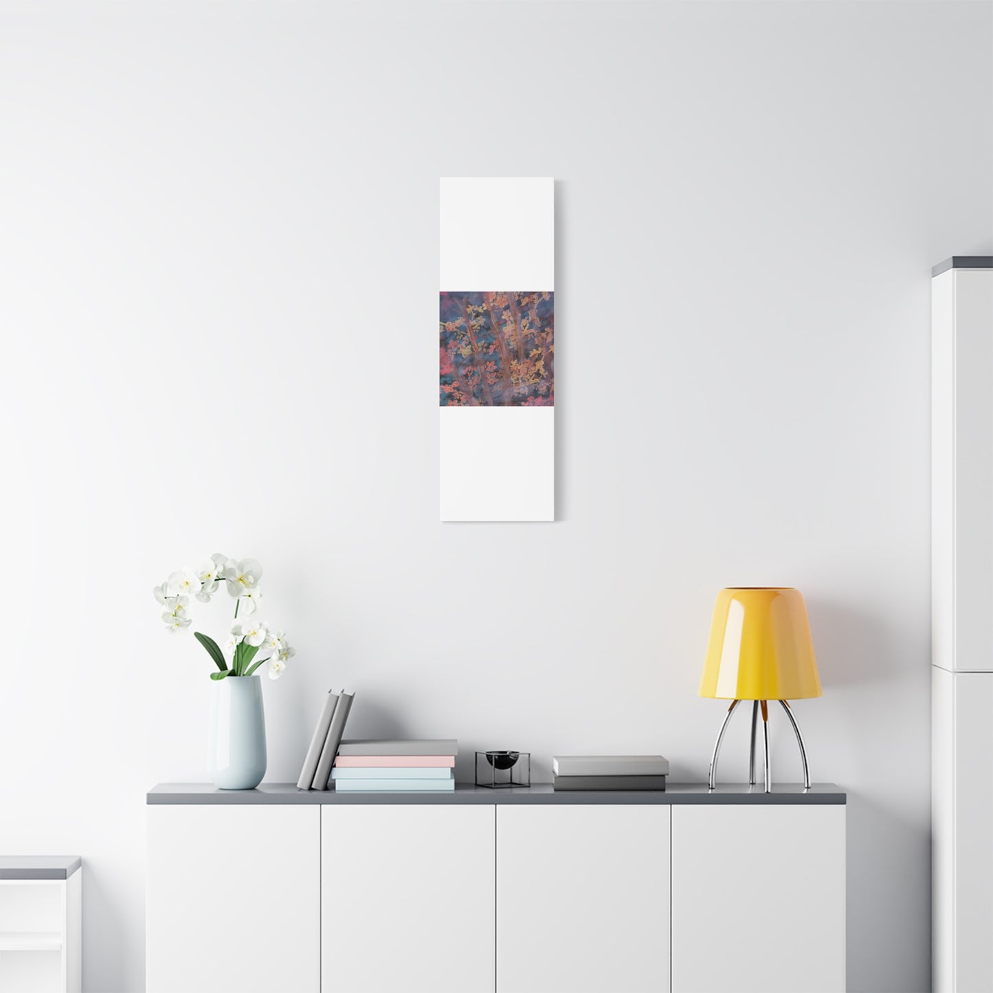 Abstract Floral Canvas Print — Moody Pink & Blue Stretched Wall Art