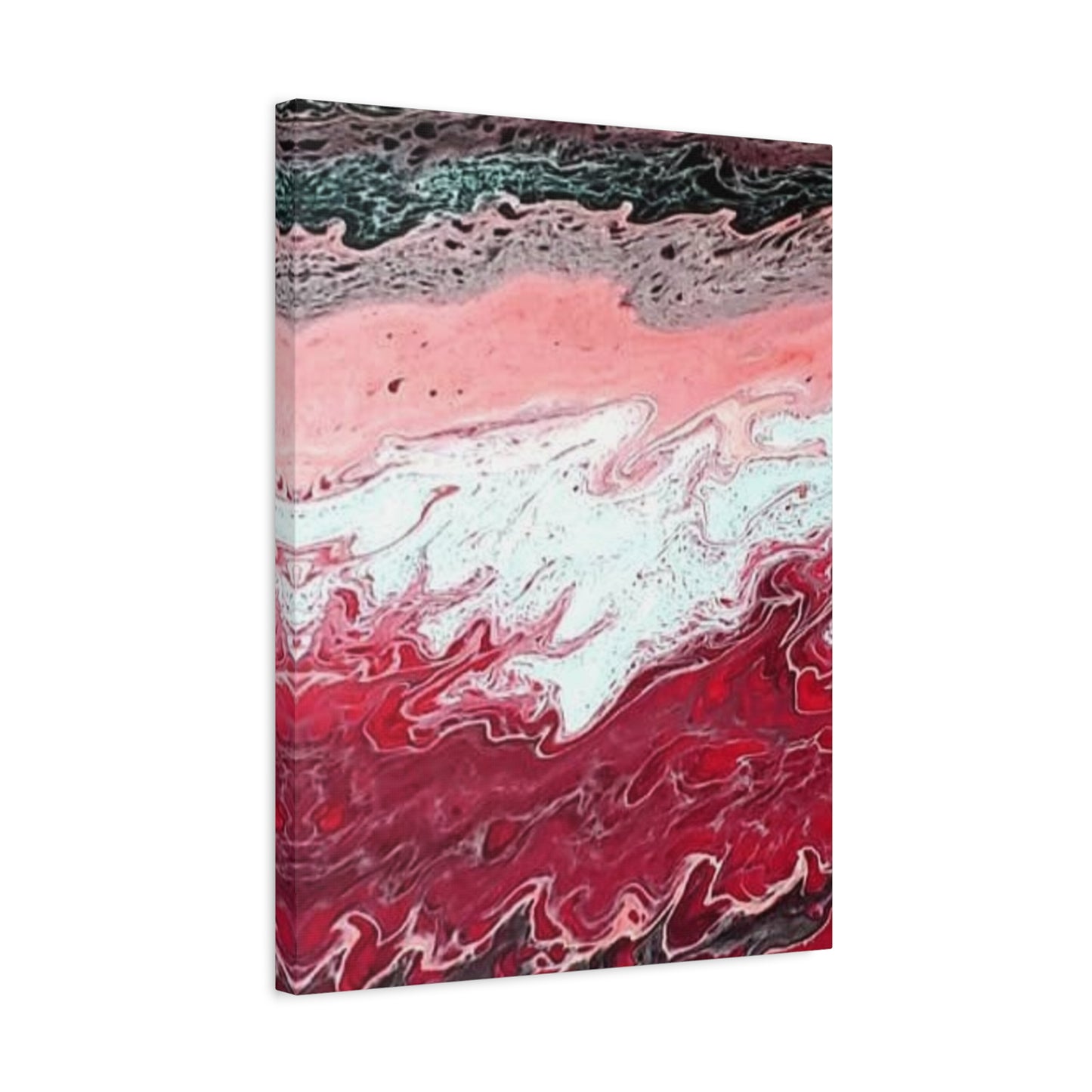 Abstract Pink & Red Fluid Art Canvas — Matte Stretched Wall Art