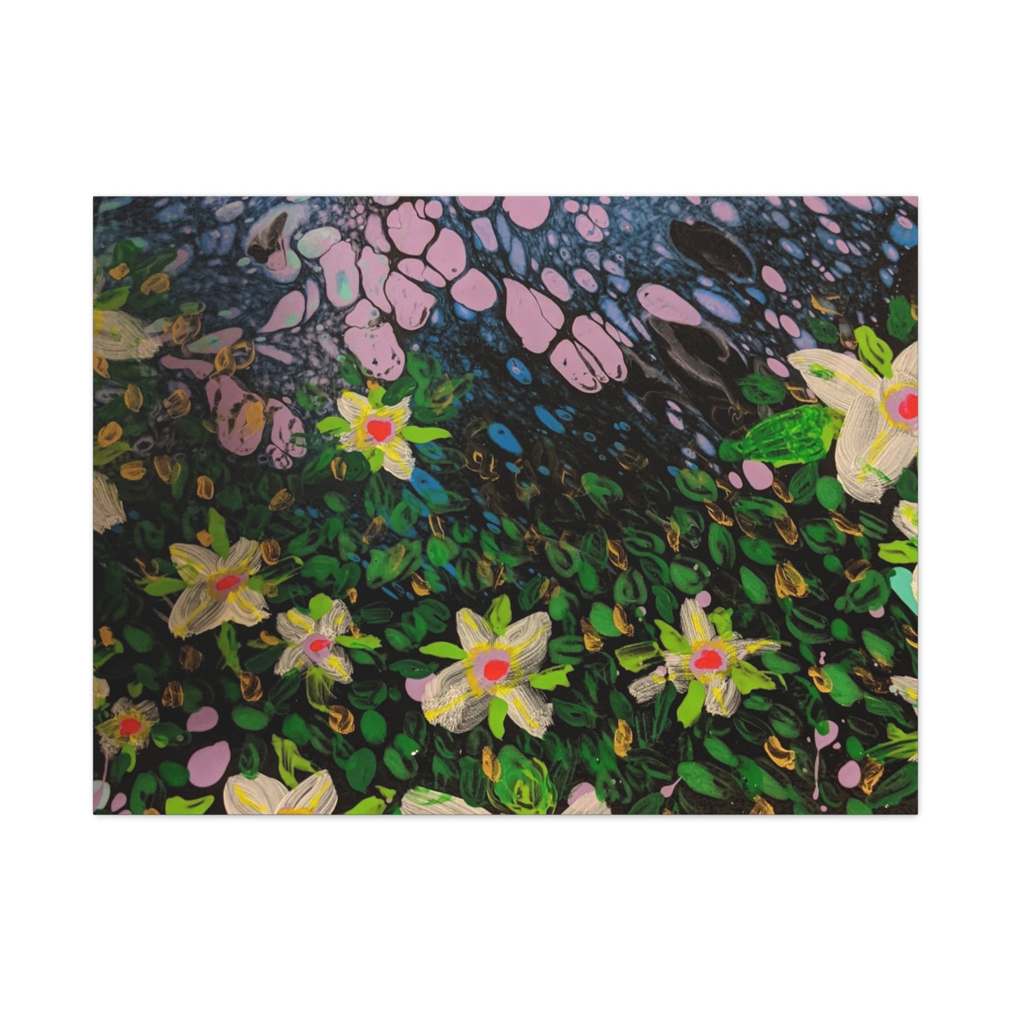 Floetrol&Flowers - Night Pour Garden Matte Canvas Print — Stretched Wall Art