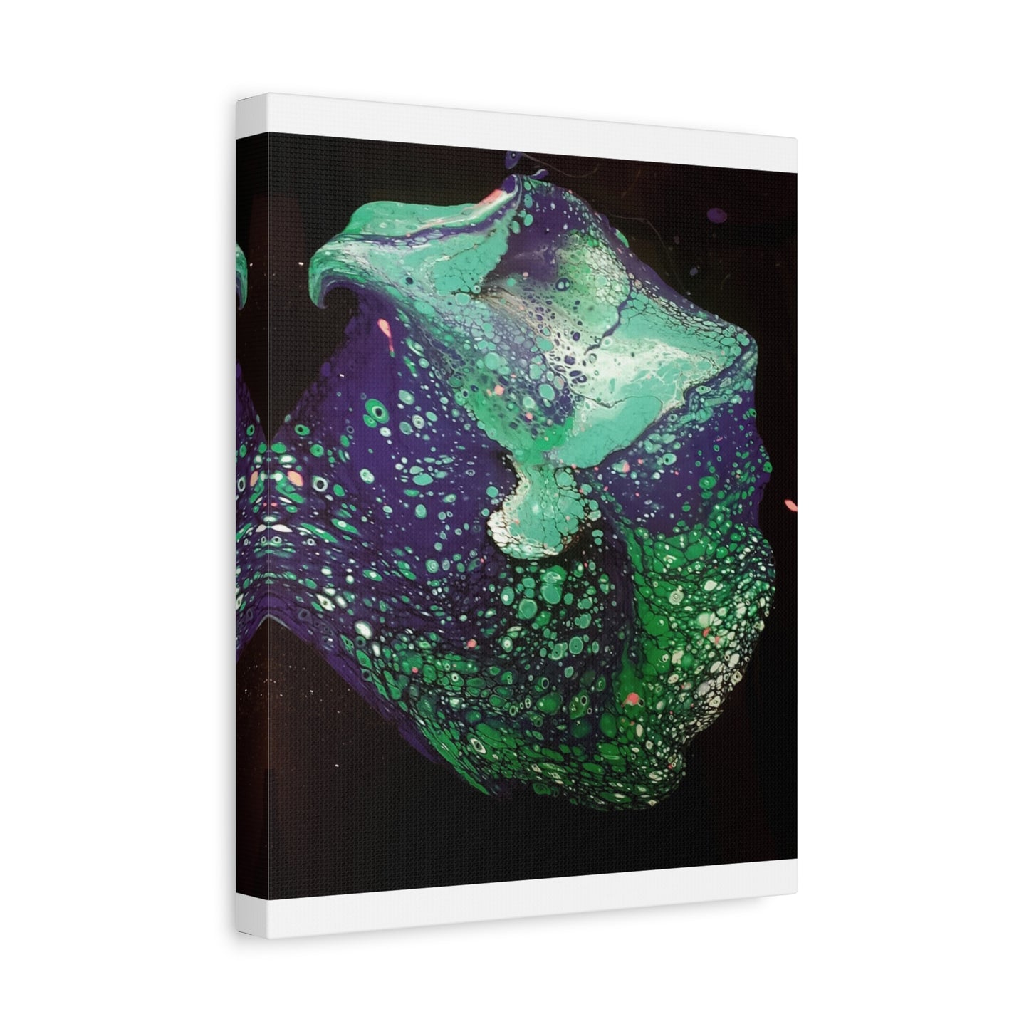 Abstract Green & Teal Fluid Art Canvas Print - Matte Stretched Wall Art