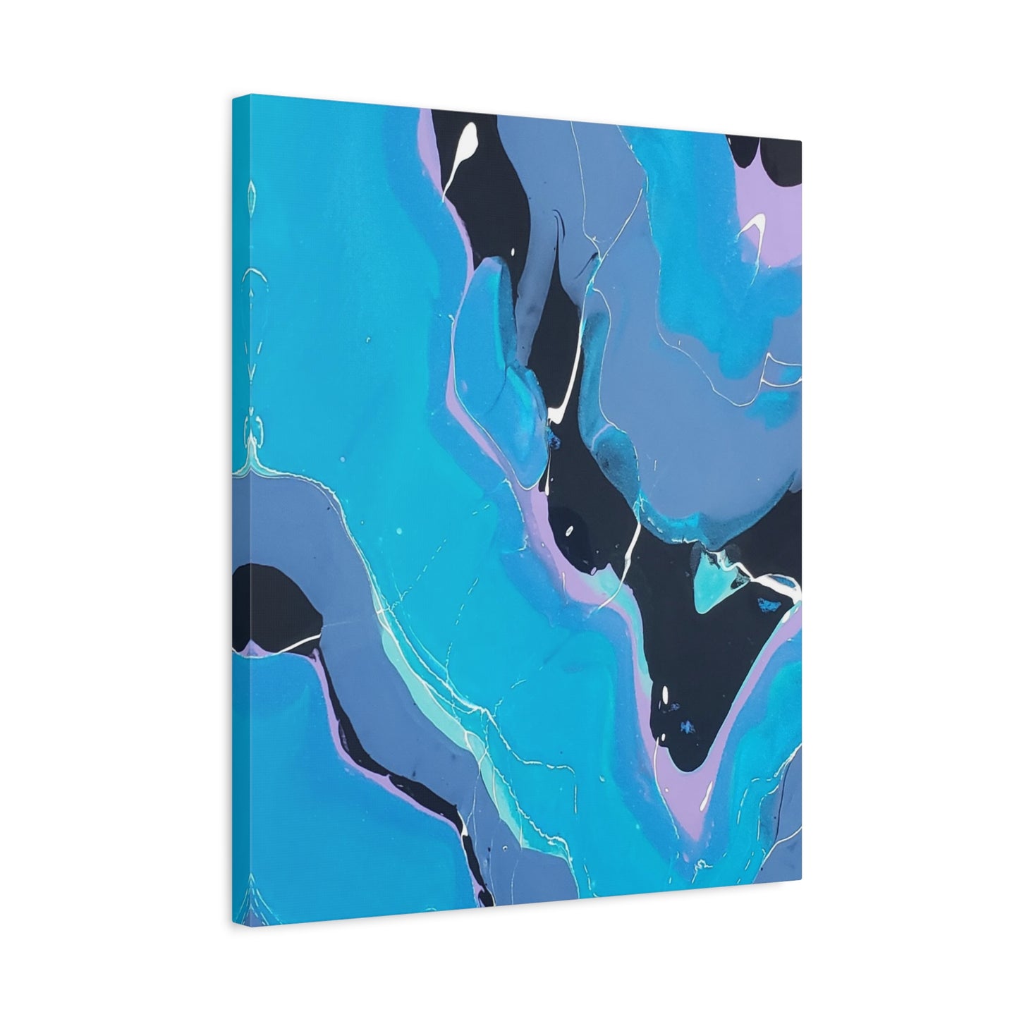 Abstract Blue Fluid Art Canvas Print — Matte Stretched Wall Art 1.25"
