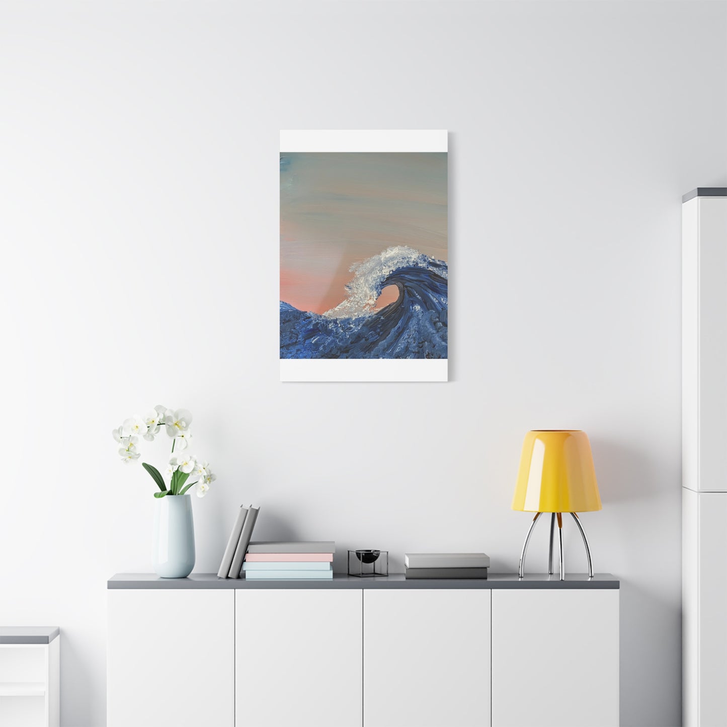 California_Coast - Ocean Wave Canvas Art — Blue Wave Seascape Matte Stretched Canvas