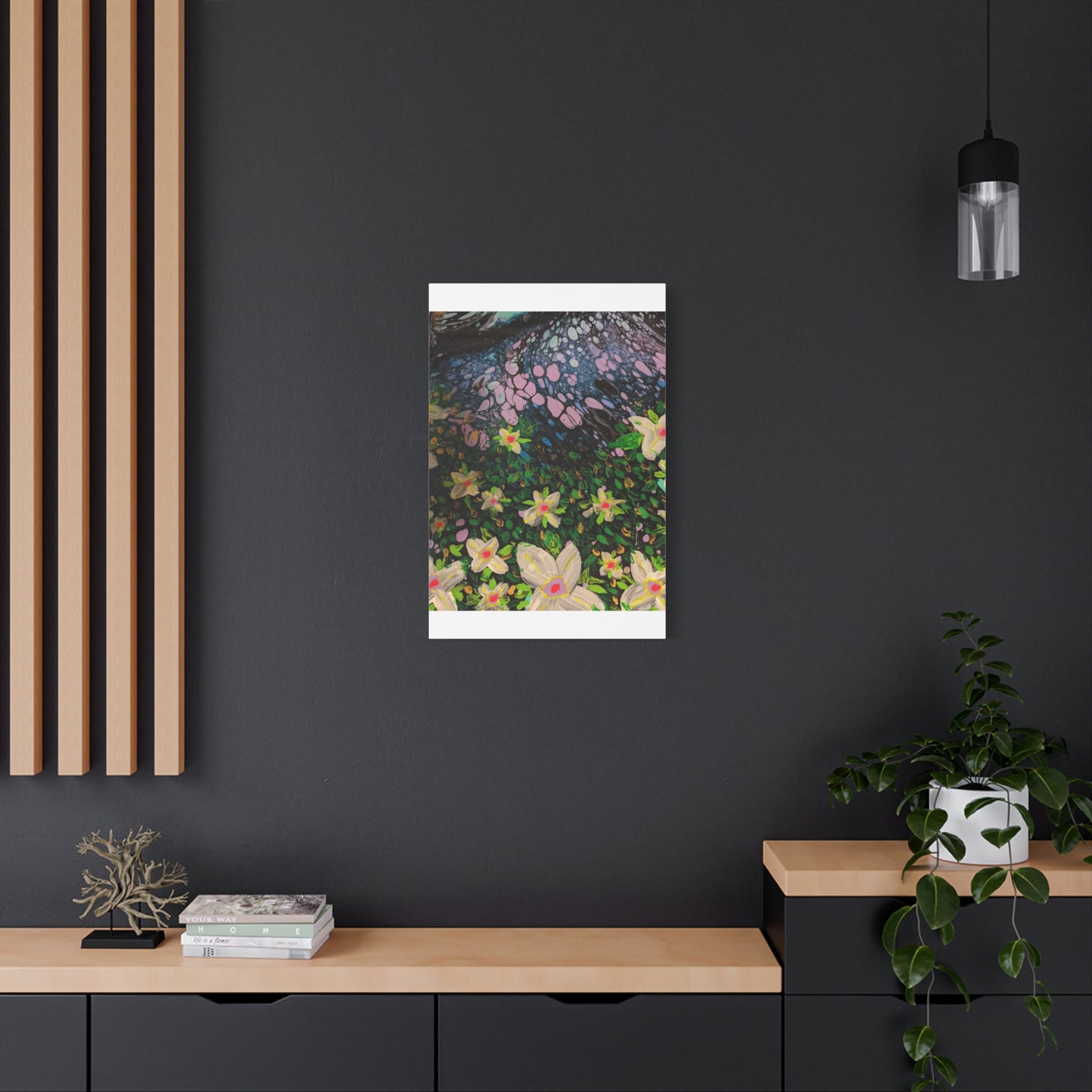 Floetrol&Flowers - Night Pour Garden Matte Canvas Print — Stretched Wall Art