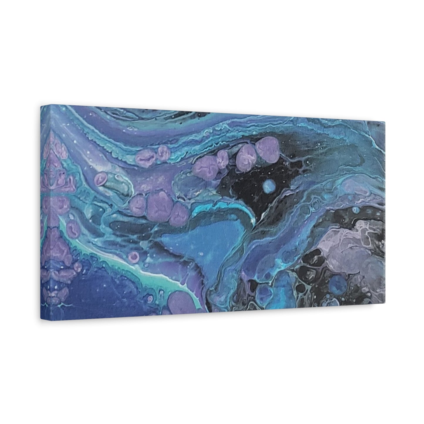 Abstract Ocean Wave Matte Canvas Print — Blue & Purple Fluid Art, Stretched 1.25"