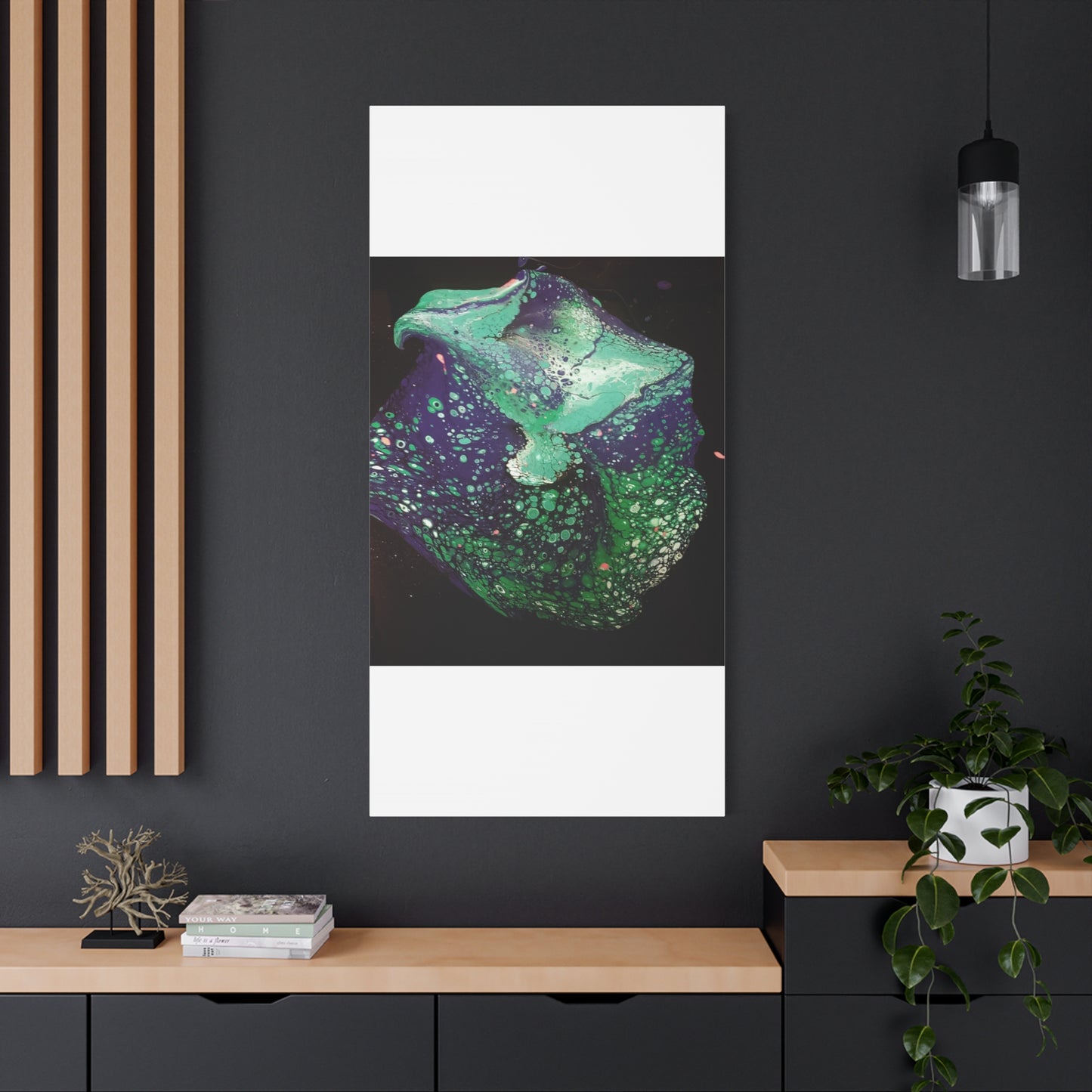 Abstract Green & Teal Fluid Art Canvas Print - Matte Stretched Wall Art