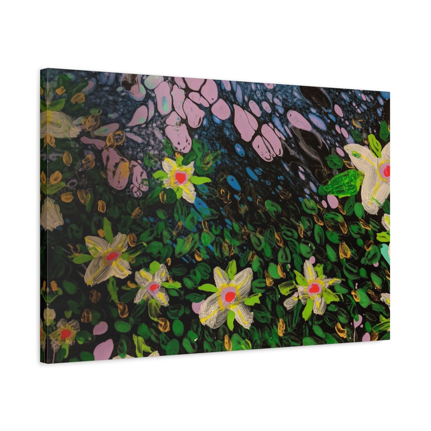 Floetrol&Flowers - Night Pour Garden Matte Canvas Print — Stretched Wall Art