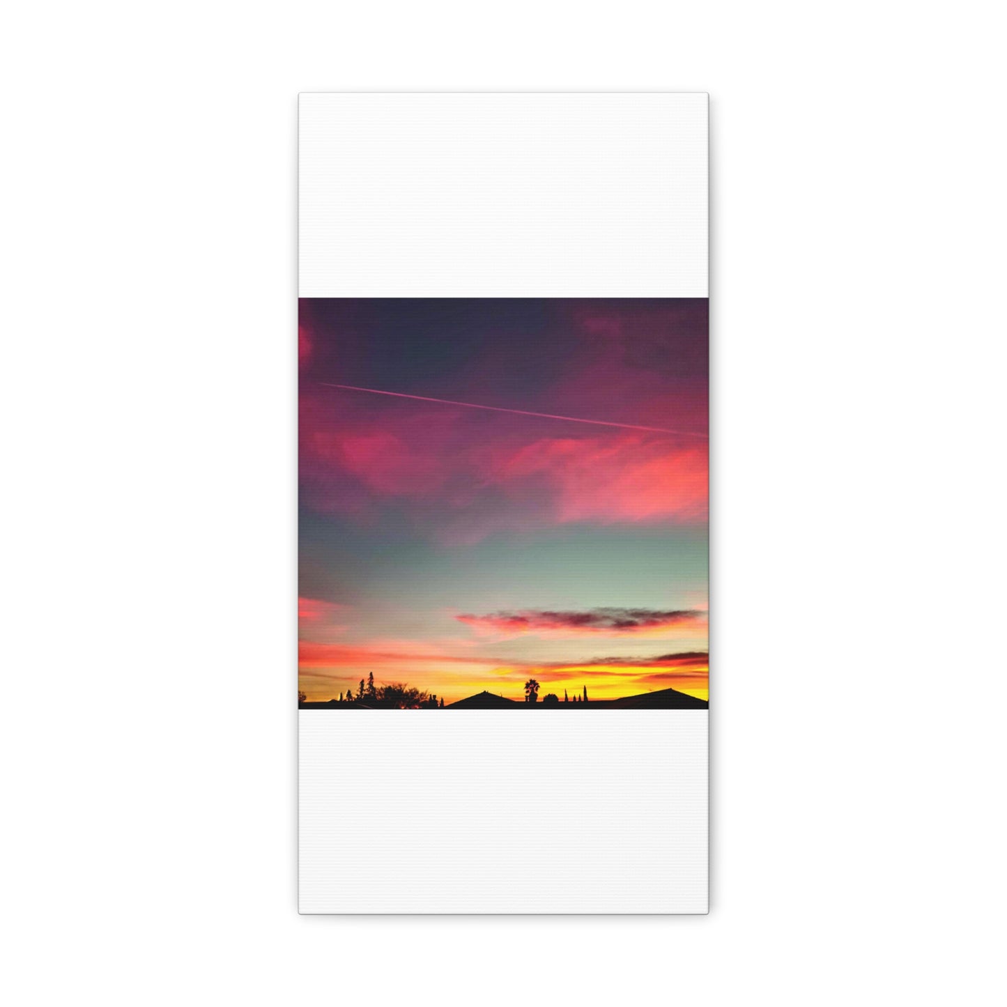 pink sky at morning - Horizon Matte Canvas Print — Vibrant Pink & Teal Sky Wall Art, Stretched 1.25"