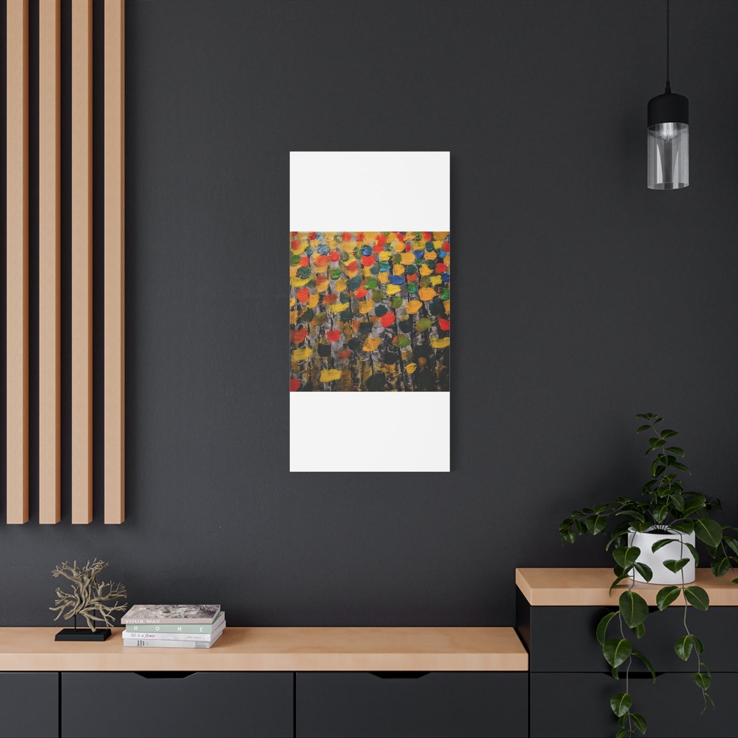 birch trees with color strokes - Abstract Color Bloom Matte Canvas Wall Art — Stretched 1.25"