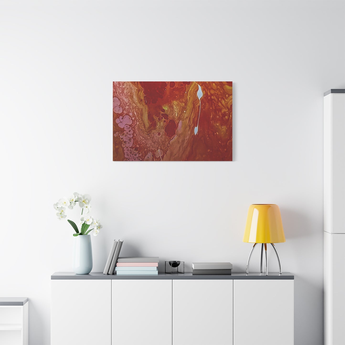 Abstract Red Fluid Art Canvas Print — Matte Stretched Wall Art