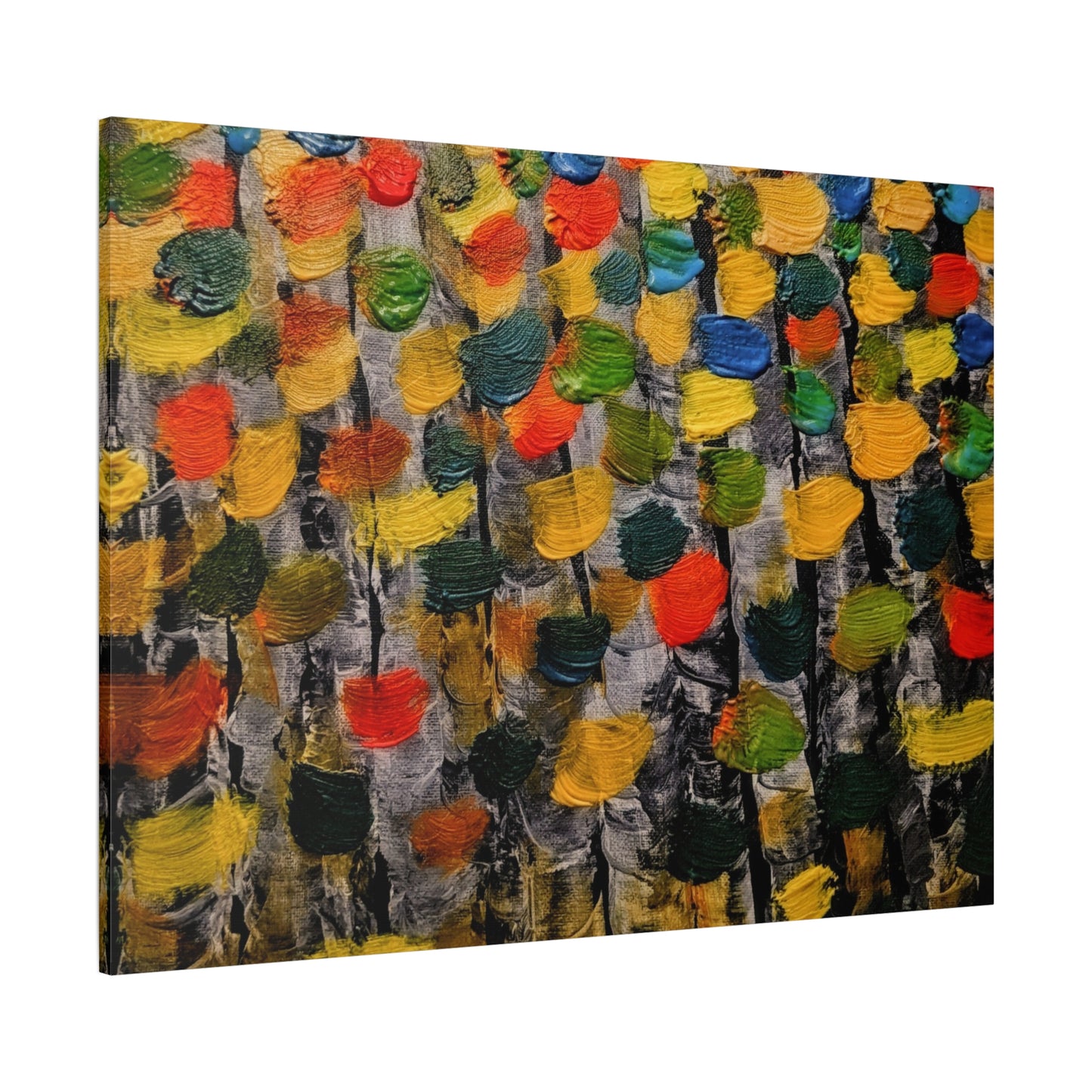 birch trees with color strokes - Abstract Color Bloom Matte Canvas Wall Art — Stretched 1.25"