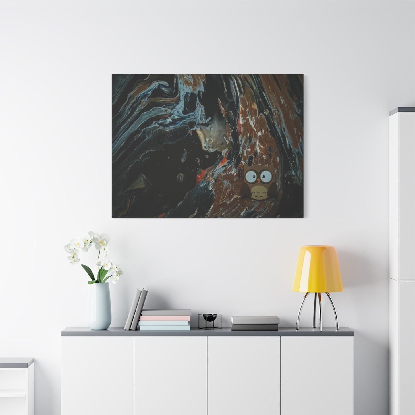 Abstract Swirl Owl Matte Canvas Print