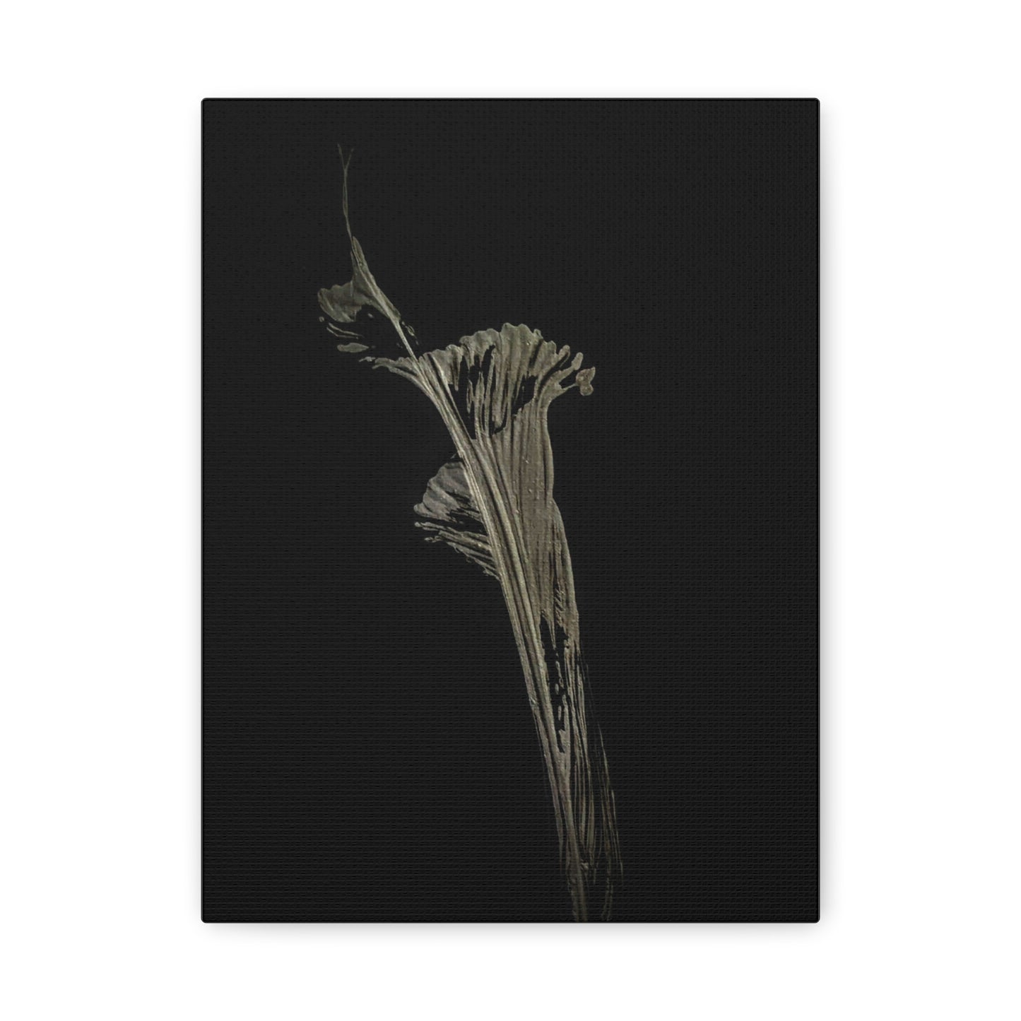 Calla Lilly - Minimalist Botanical Canvas Print — Monochrome Flower Art on Black Matte