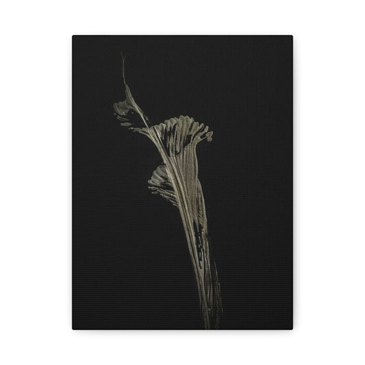 Calla Lilly - Minimalist Botanical Canvas Print — Monochrome Flower Art on Black Matte