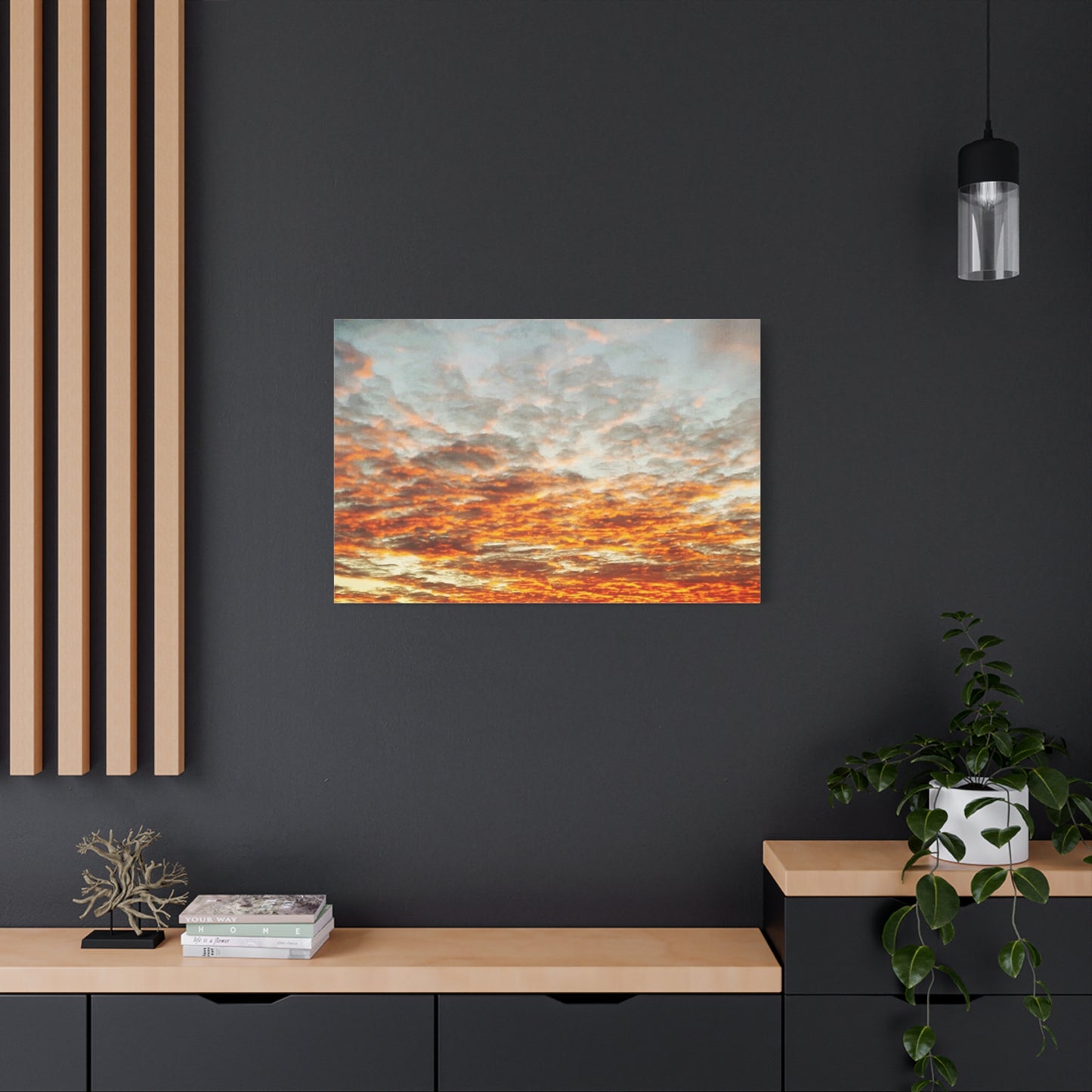 Sunset Sky Canvas Print — Orange Cloudscape Matte Stretched Wall Art