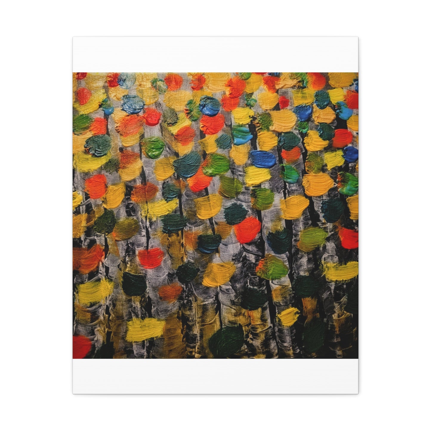 birch trees with color strokes - Abstract Color Bloom Matte Canvas Wall Art — Stretched 1.25"
