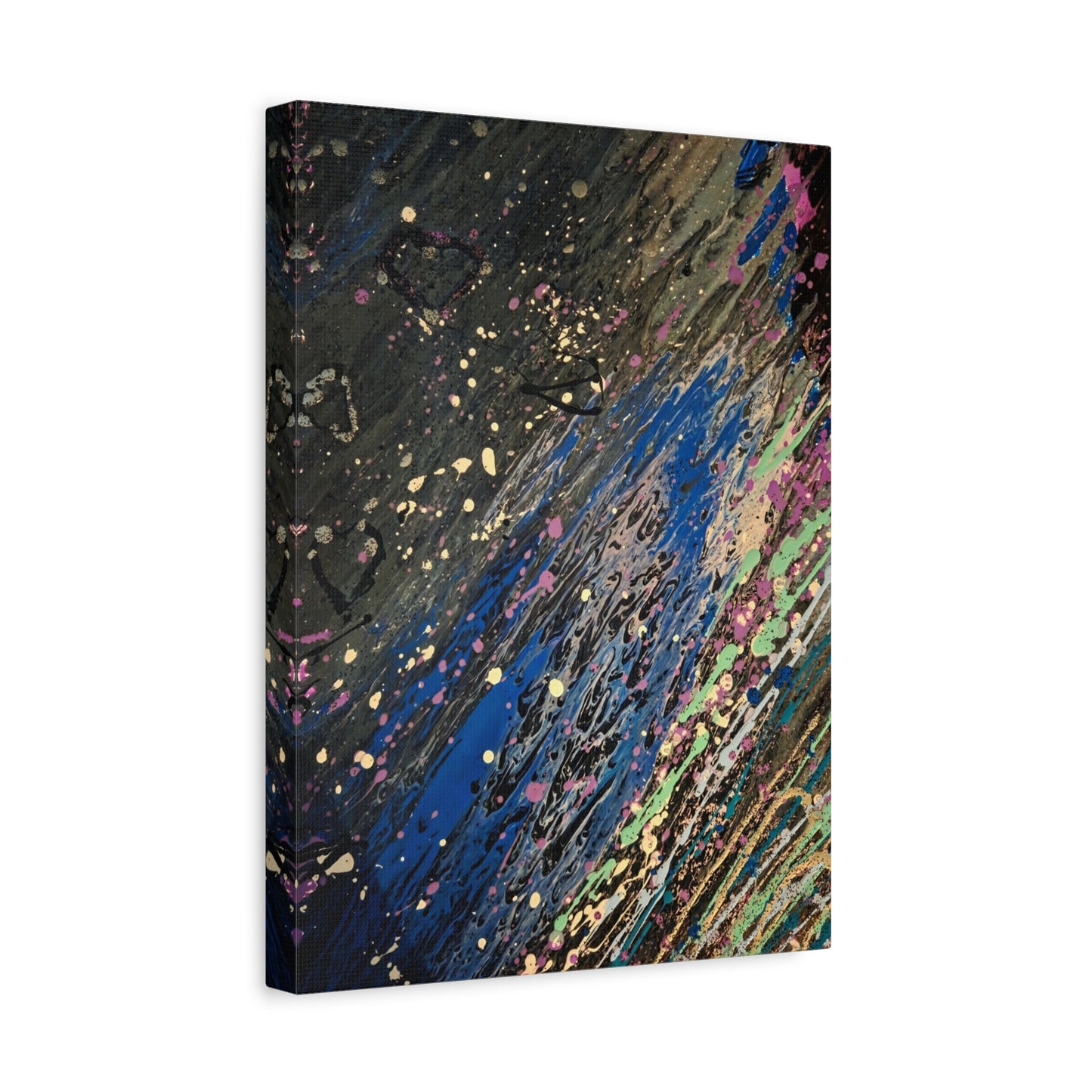 Abstract Splatter Matte Canvas Print — Colorful Fluid Art Wall Decor, Stretched 1.25"