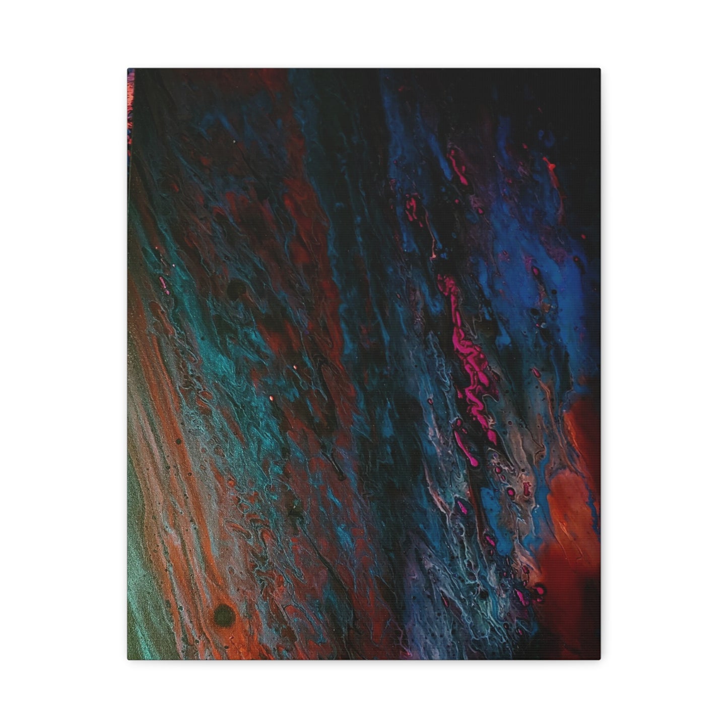Abstract Fluid Art Canvas Wall Art - Jupiter pour — Vibrant Ocean Night Matte Stretched Canvas