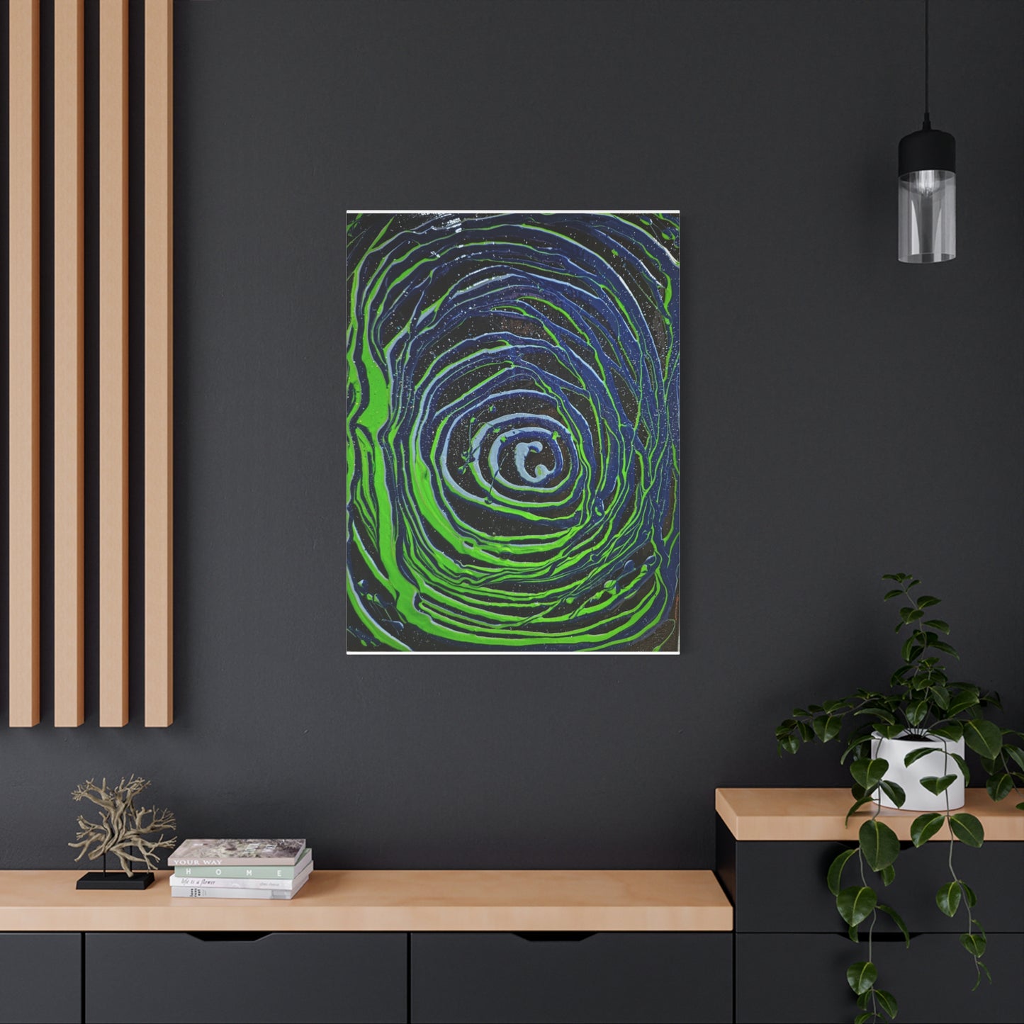 Abstract Green Swirl Matte Canvas Art — Stretched 1.25" Wall Décor