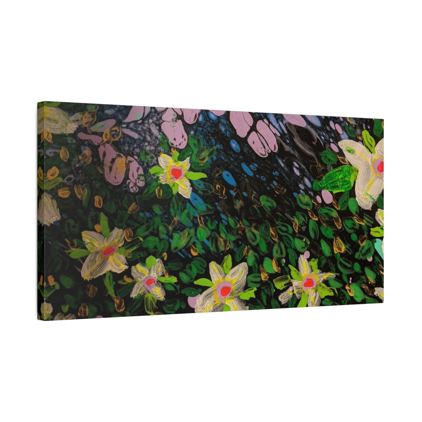 Floetrol&Flowers - Night Pour Garden Matte Canvas Print — Stretched Wall Art