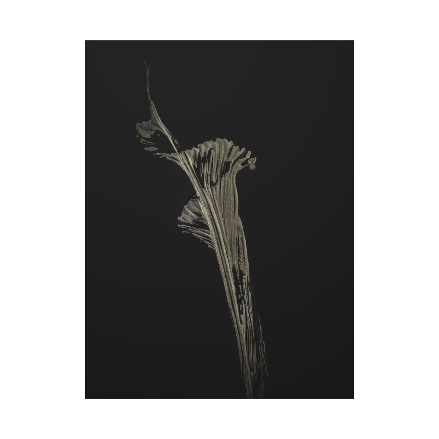 Calla Lilly - Minimalist Botanical Canvas Print — Monochrome Flower Art on Black Matte