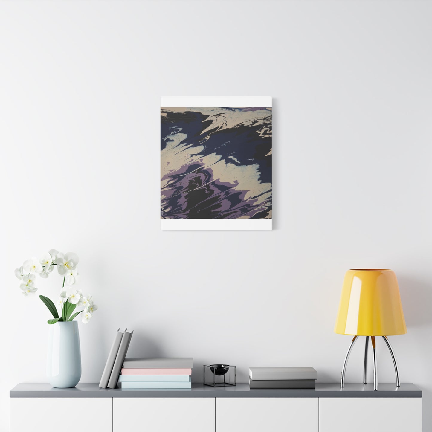 Abstract Navy & Lavender Wave Matte Stretched Canvas (1.25")