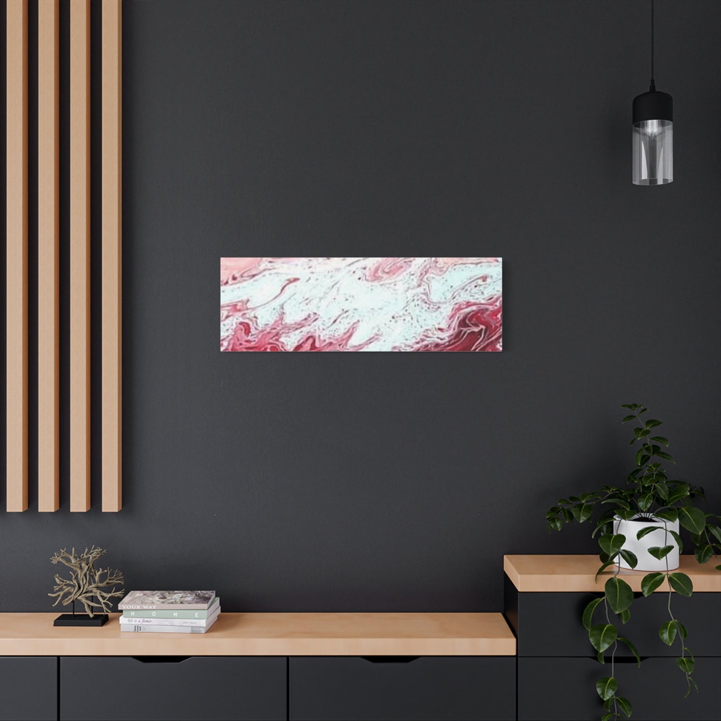Abstract Pink & Red Fluid Art Canvas — Matte Stretched Wall Art