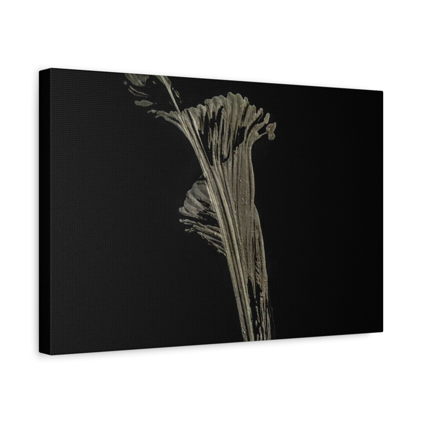 Calla Lilly - Minimalist Botanical Canvas Print — Monochrome Flower Art on Black Matte