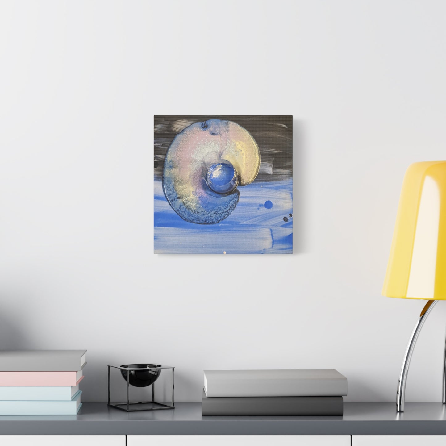 the nautilus - Abstract Blue Spiral Matte Canvas Art - Nautical Coastal Wall Decor