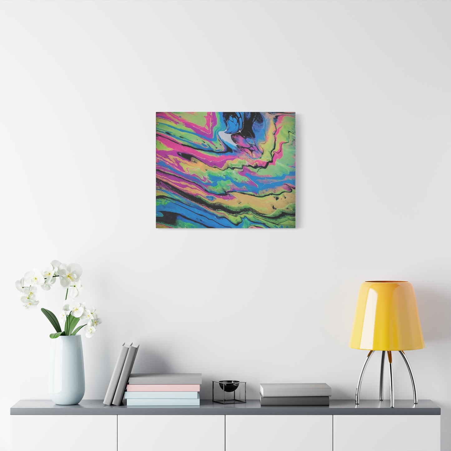 Abstract Neon Fluid Art Canvas Print — Vibrant Psychedelic Wall Decor