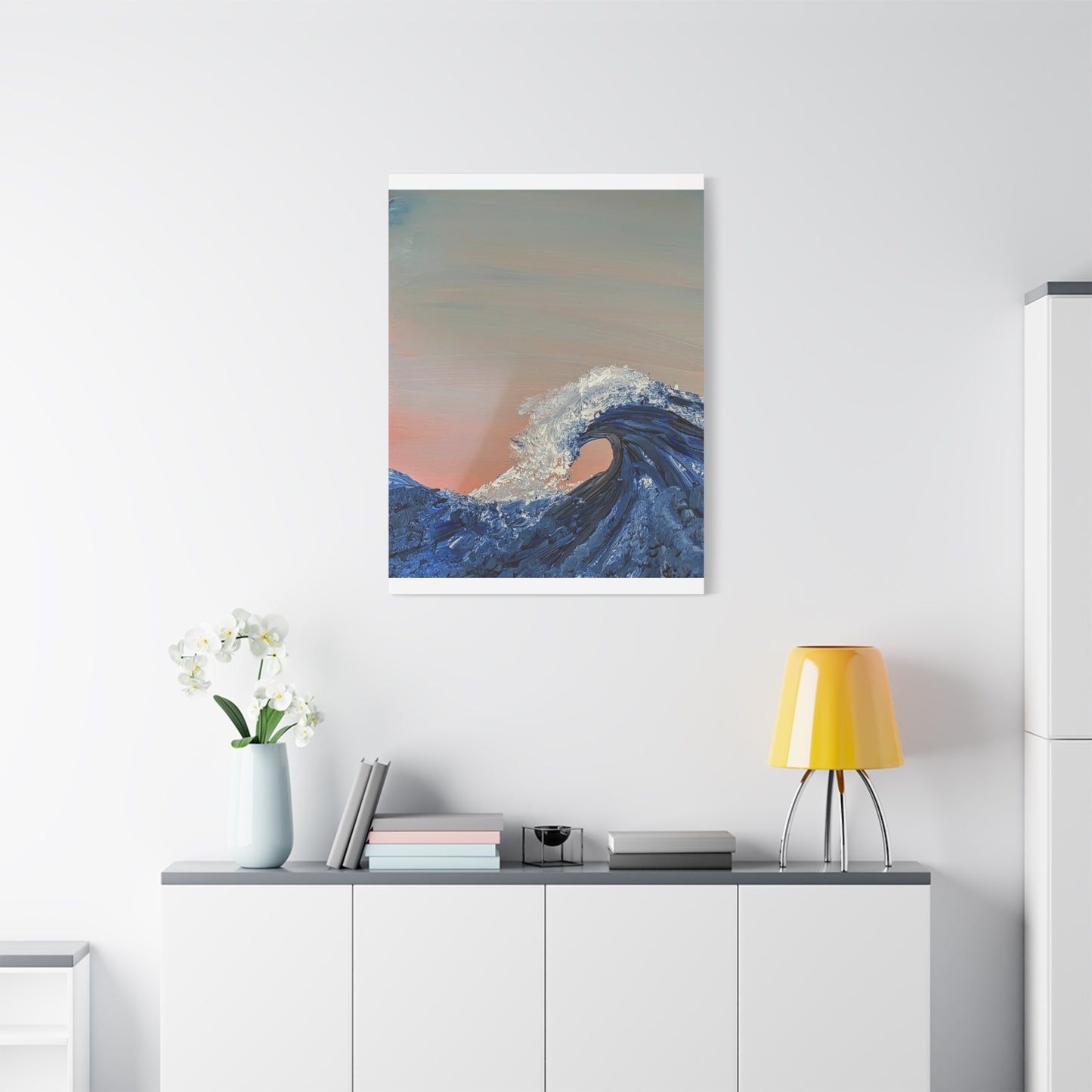 California_Coast - Ocean Wave Canvas Art — Blue Wave Seascape Matte Stretched Canvas