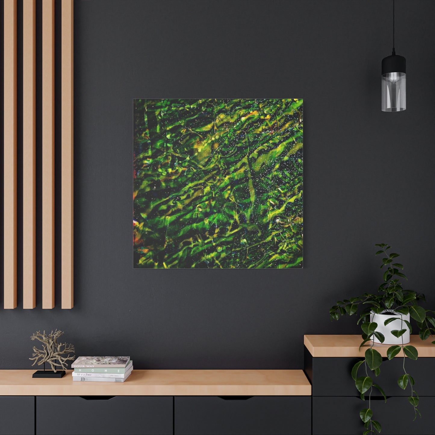 Confessions - Abstract Green Texture Canvas - Matte Stretched Wall Art