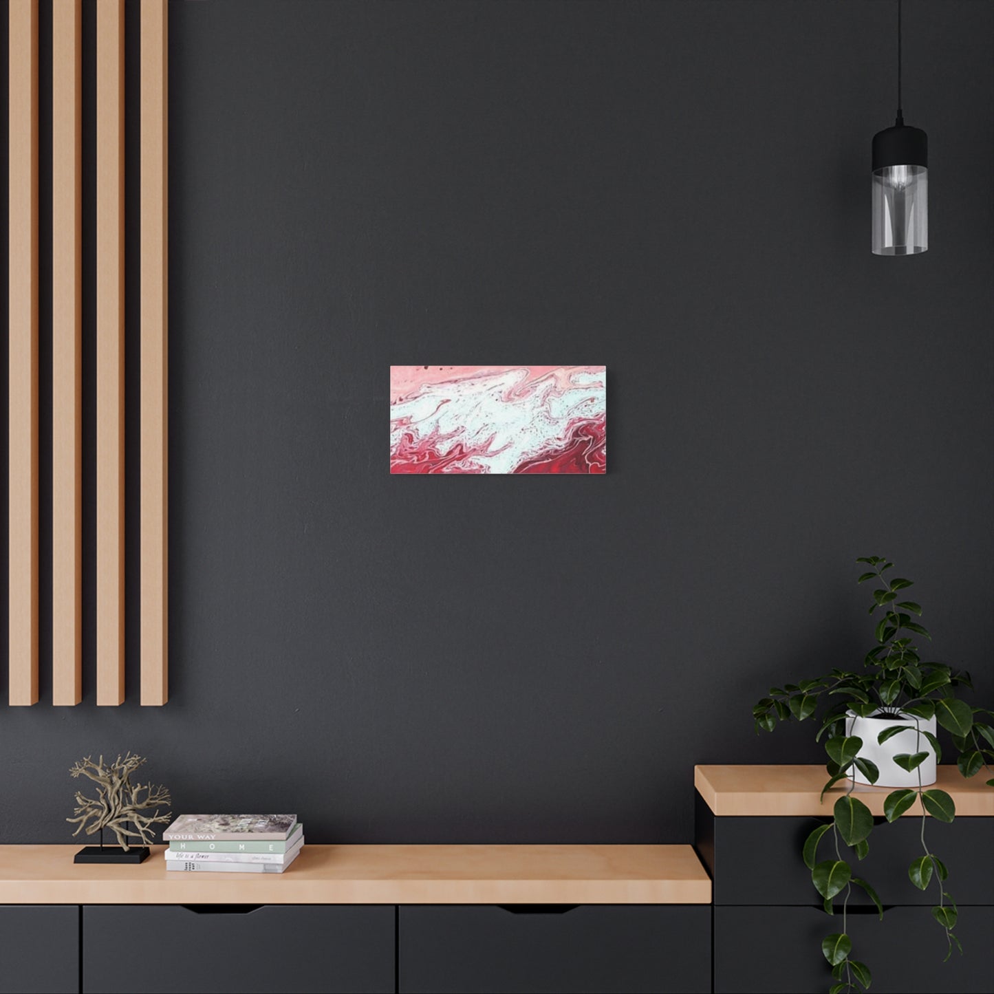 Abstract Pink & Red Fluid Art Canvas — Matte Stretched Wall Art