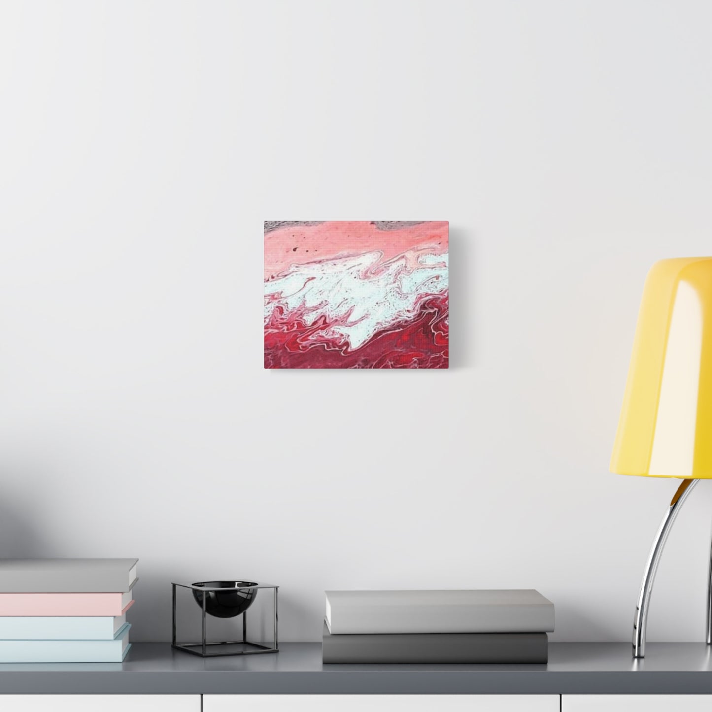 Abstract Pink & Red Fluid Art Canvas — Matte Stretched Wall Art