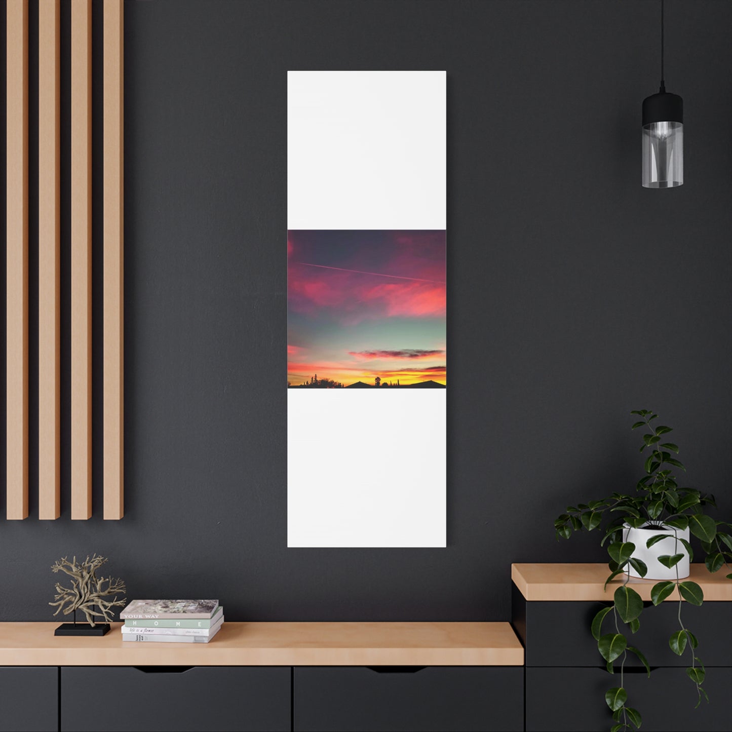 pink sky at morning - Horizon Matte Canvas Print — Vibrant Pink & Teal Sky Wall Art, Stretched 1.25"