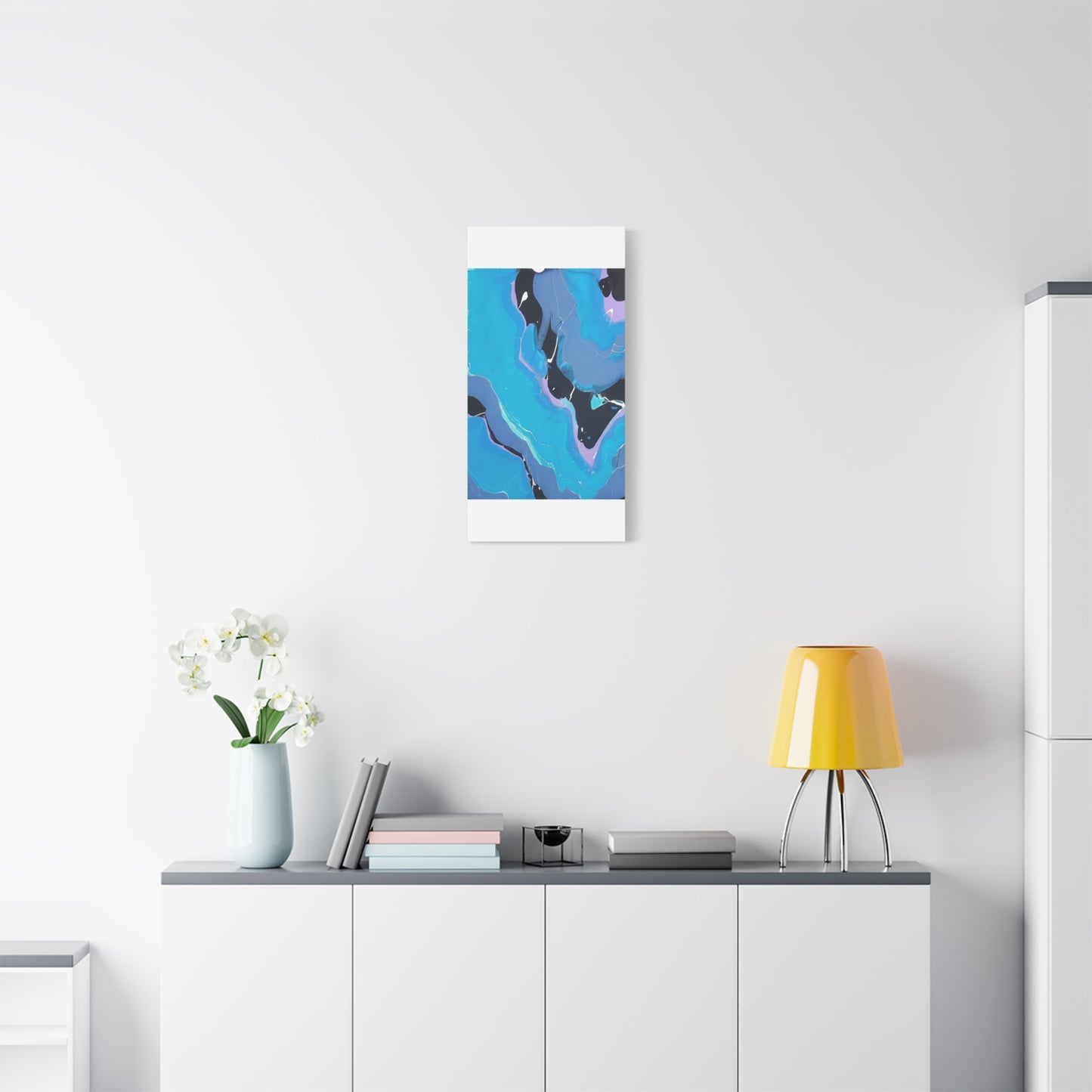 Abstract Blue Fluid Art Canvas Print — Matte Stretched Wall Art 1.25"