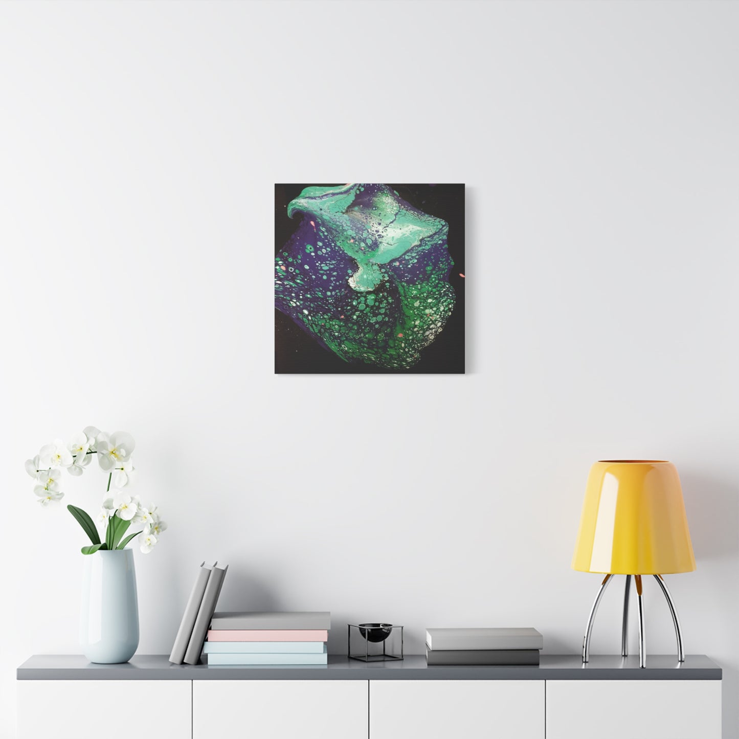 Abstract Green & Teal Fluid Art Canvas Print - Matte Stretched Wall Art