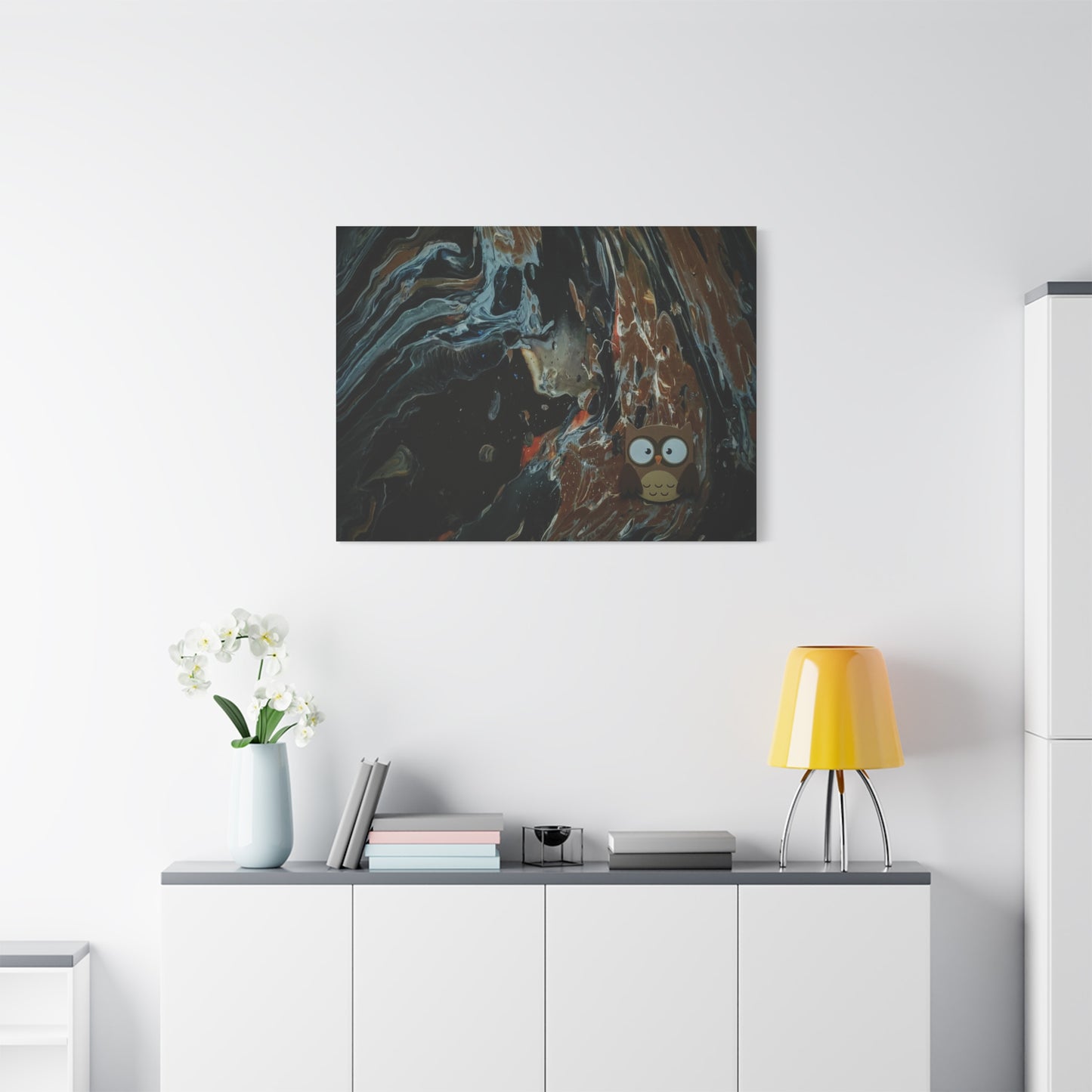 Abstract Swirl Owl Matte Canvas Print