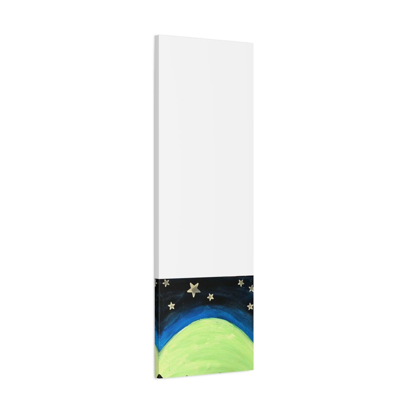 Green Moonrise Canvas Wall Art – Mountain Silhouette Nightscape