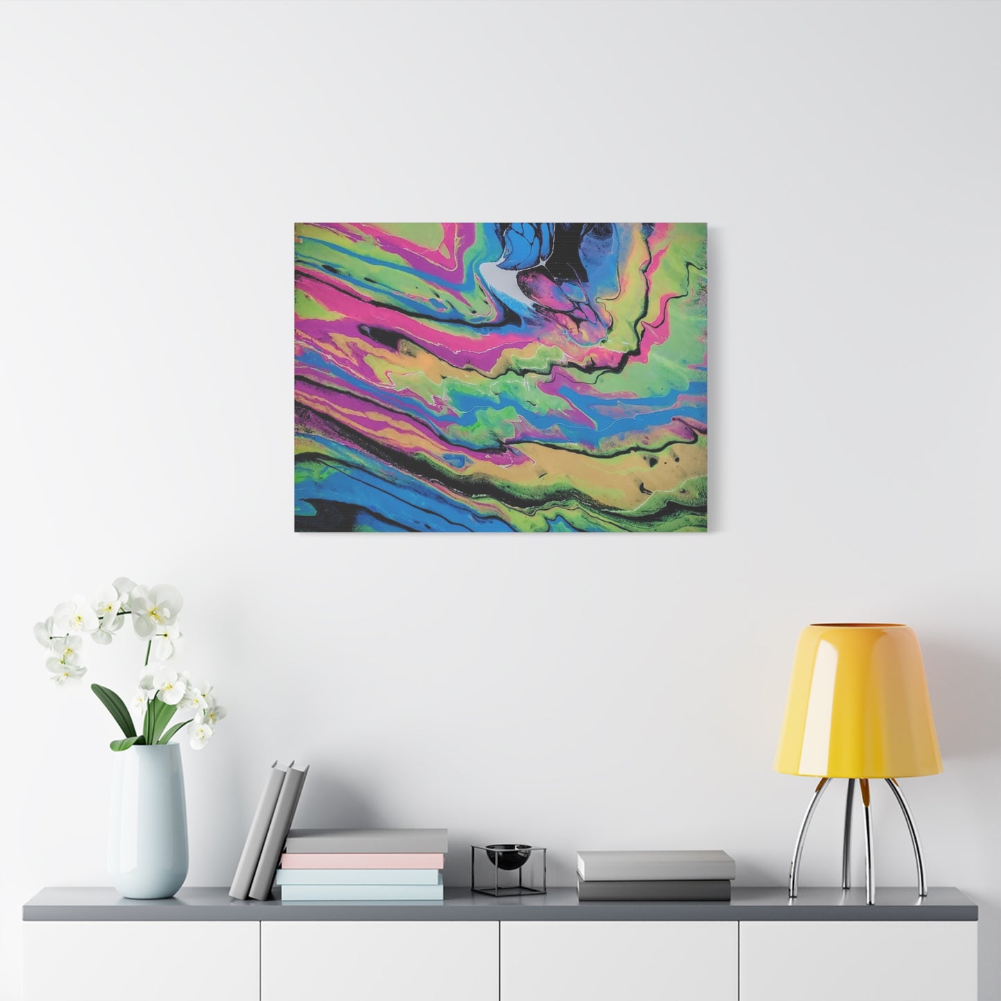 Abstract Neon Fluid Art Canvas Print — Vibrant Psychedelic Wall Decor