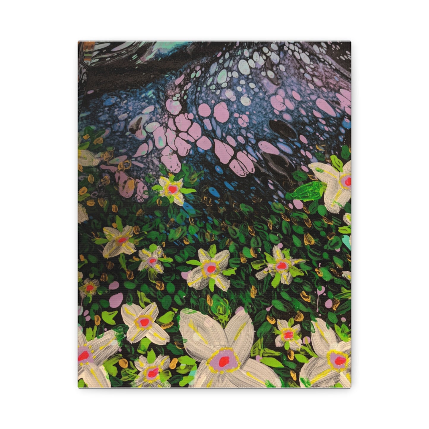 Floetrol&Flowers - Night Pour Garden Matte Canvas Print — Stretched Wall Art