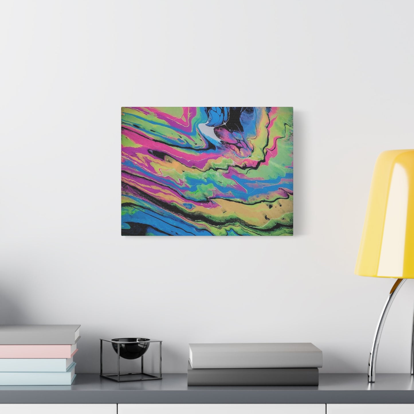 Abstract Neon Fluid Art Canvas Print — Vibrant Psychedelic Wall Decor
