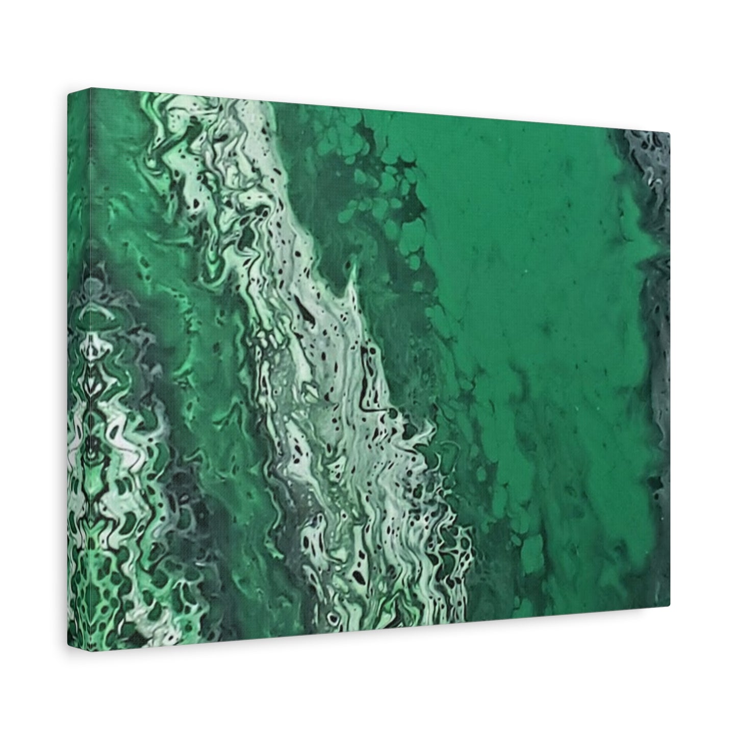 Emerald Wave Abstract Canvas Print — Matte Stretched Wall Art